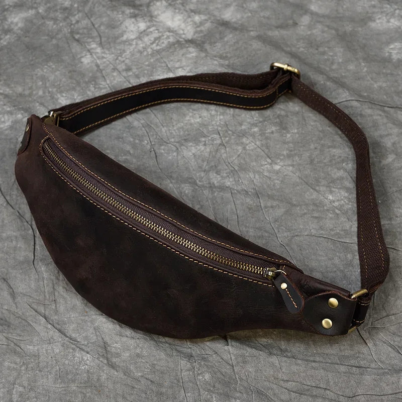 Retro leather belt bag