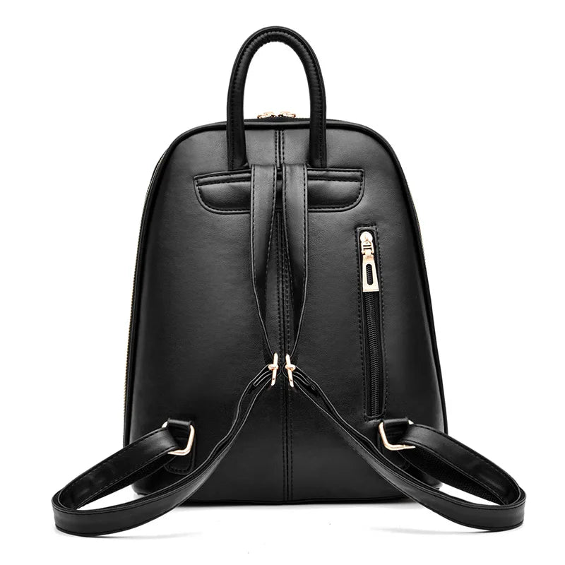 Leather mini knapsack for women