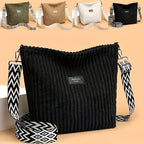 Large capacity corduroy shoulder handbag