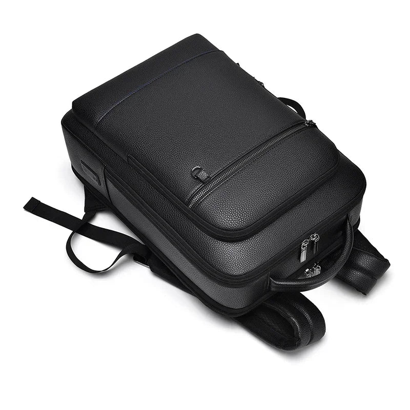 Business leather laptop backpack