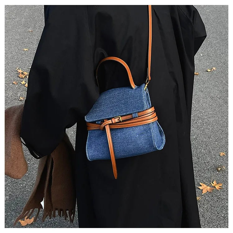 Elegant denim clutch bag for evening looks