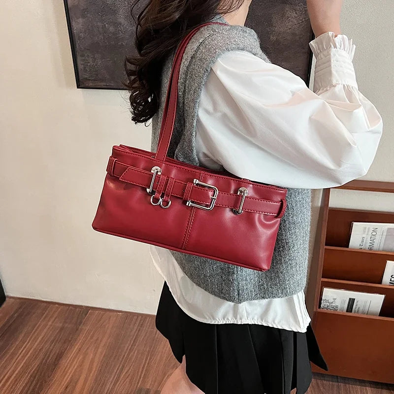 Soft-touch leather shoulder bag