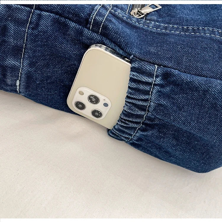 Denim tote bag with front pocket