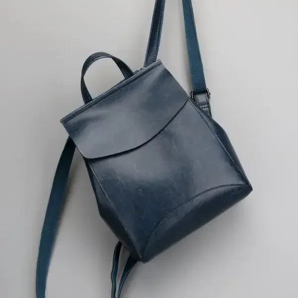 Women’ leather bookbag-style backpack