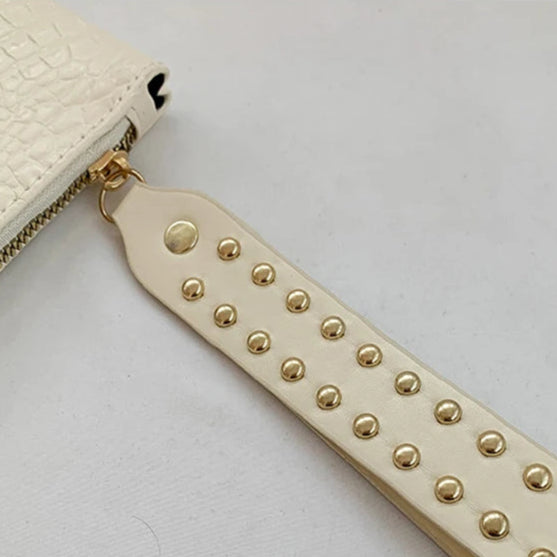 Crocodile texture leather clutch bag
