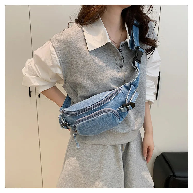 Denim waist bag