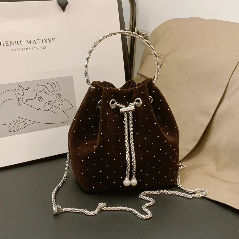 Corduroy handbag with chain strap