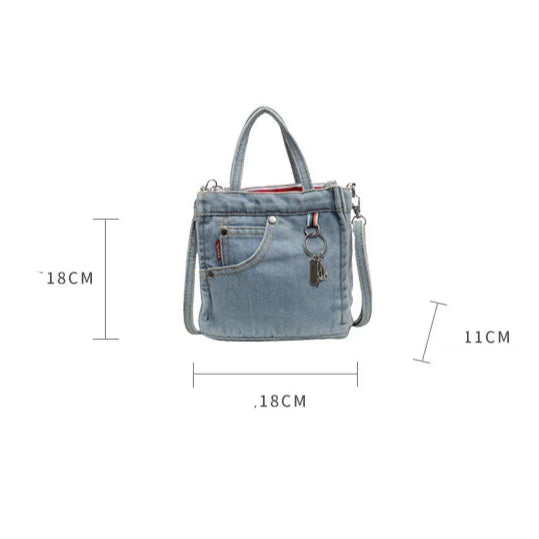 Mini boxy denim handbag