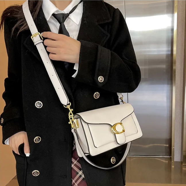 Designer inspired leather crossbody bag