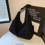 Versatile corduroy handbag with shoulder strap
