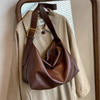 Large capacity leather hobo tote bag