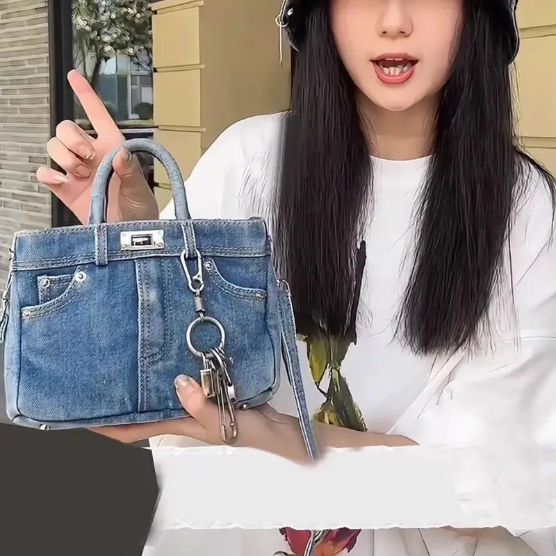 French-style  denim handbag