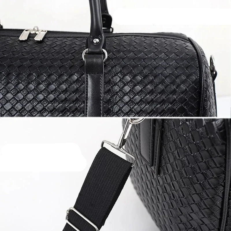Business leather weekender duffle bag