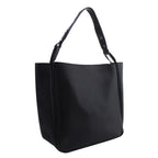 Black shoulder leather tote bag
