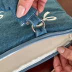 Bowknot heart denim laptop bag