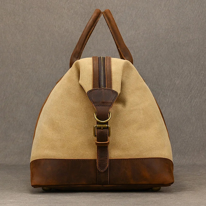 Soft leather overnight duffle bag