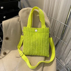 Corduroy handbag with front button detail