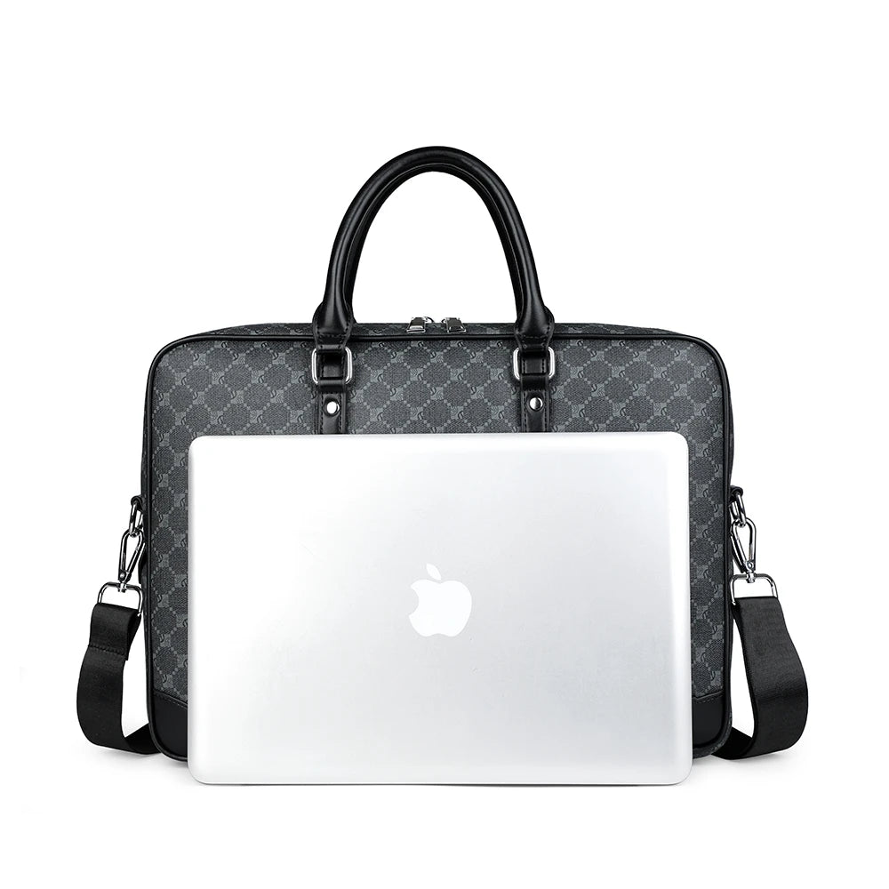 Designer-inspired leather laptop briefcase
