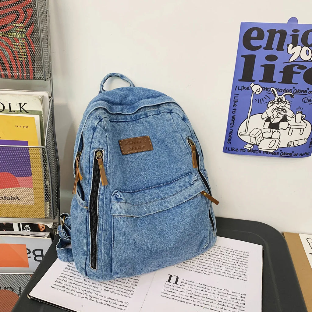 Denim fashion backpack