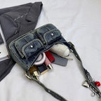 Denim handbag with front pockets