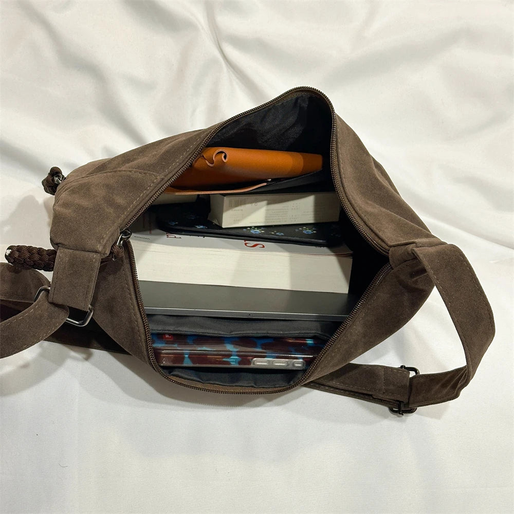 Slouchy suede shoulder bag