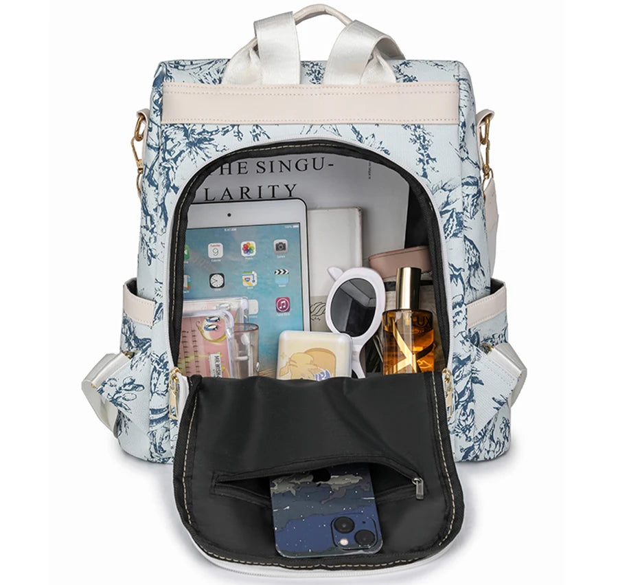 Women’s anti-theft leather knapsack