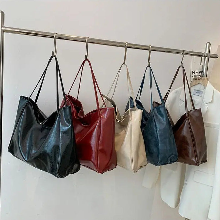 Sleek leather tote bag for women