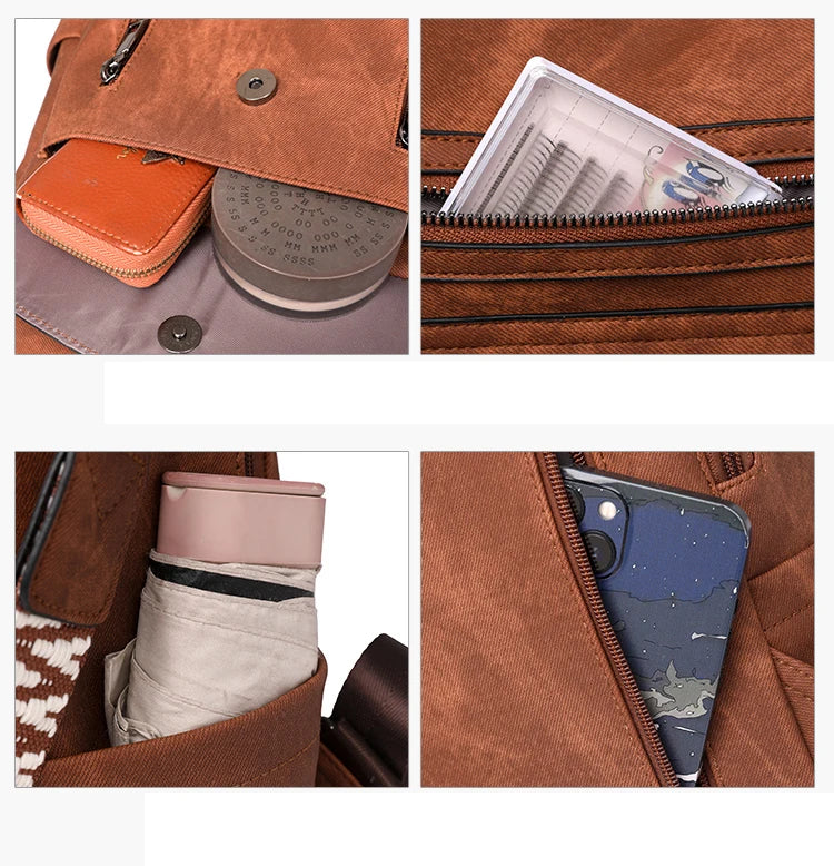 Vintage leather school knapsack