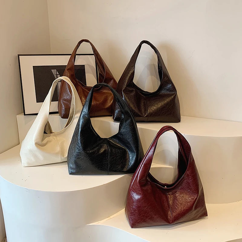 Women large leather hobo bag
