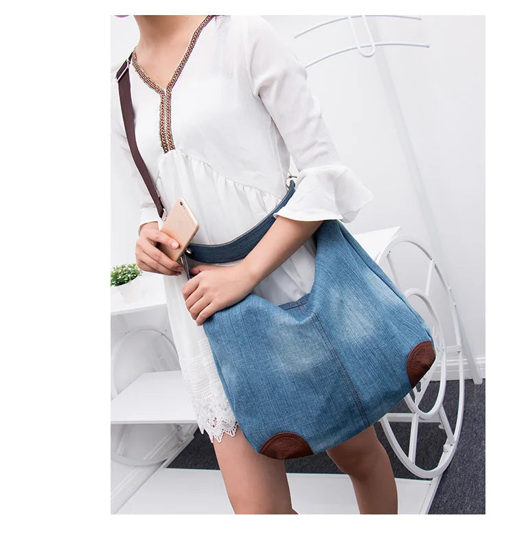 Casual denim slouch bag