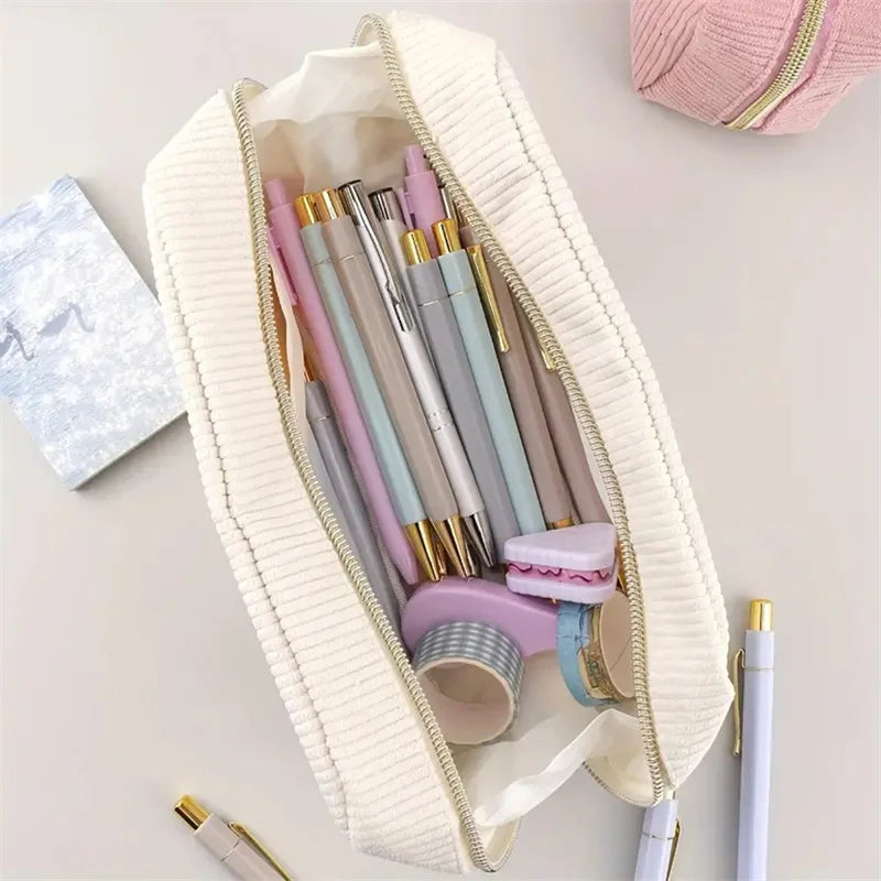 Corduroy cosmetic bag