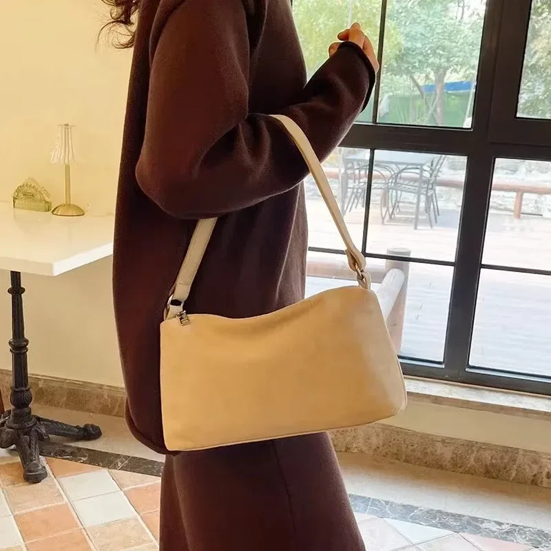 Structured suede shoulder bag
