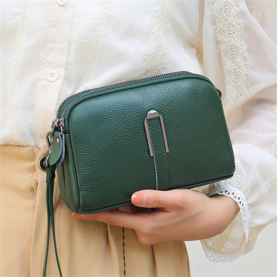 Lightweight leather sling bag