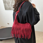 Fashion suede shoulder bag with curved shape