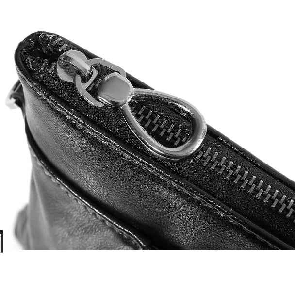 Minimalist leather clutch with detachable strap