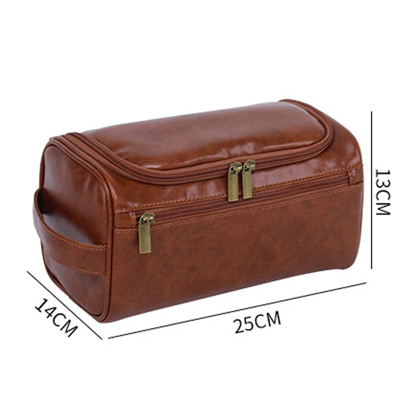 Large leather toiletry pouch