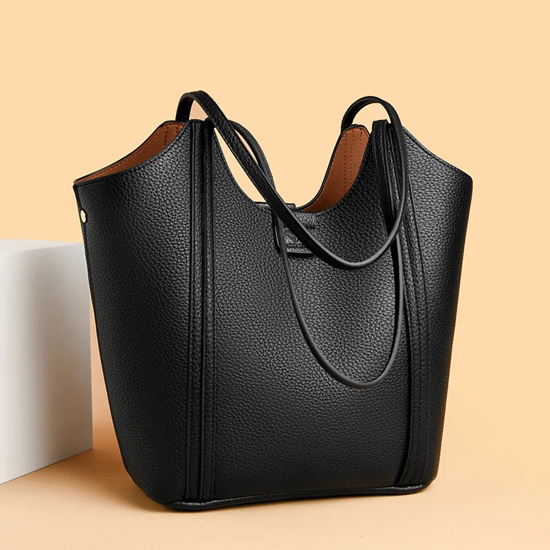 Elegant soft leather tote bag