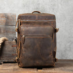 Leather travel rucksack for men