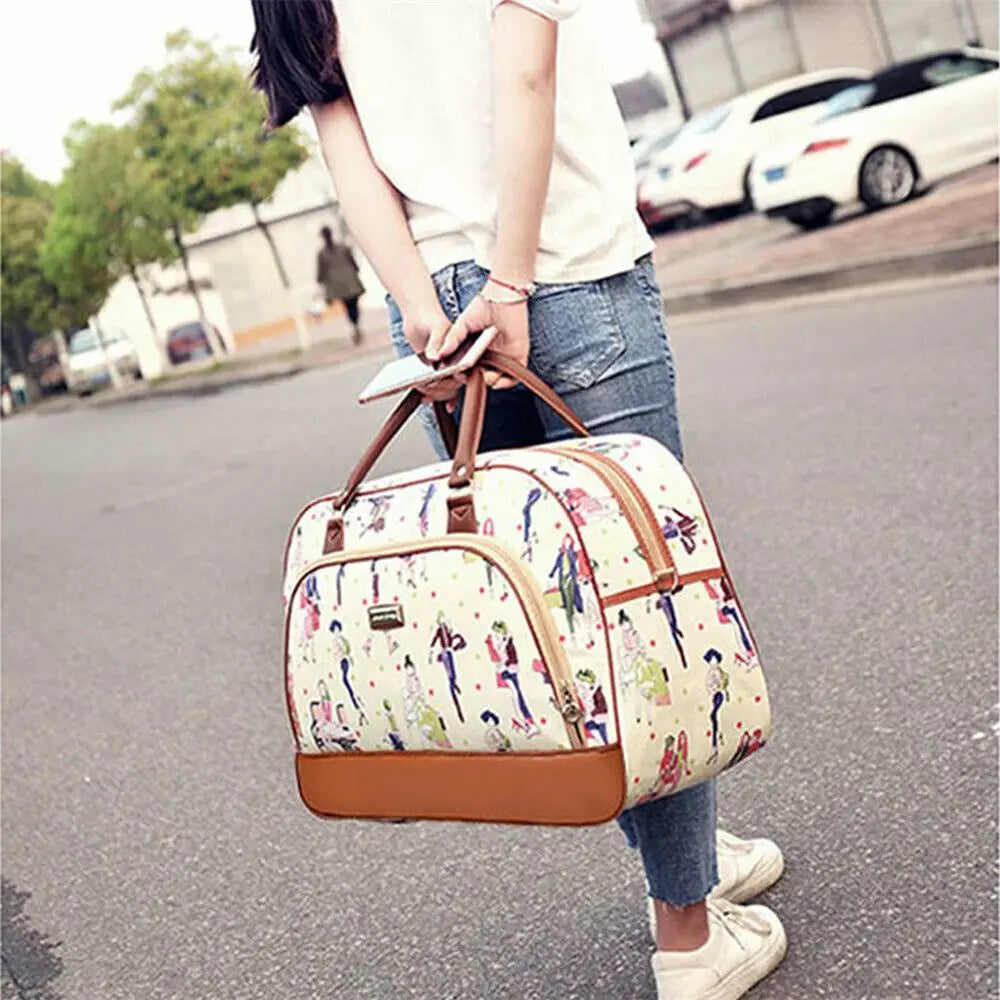 Elegant women's leather duffle bag