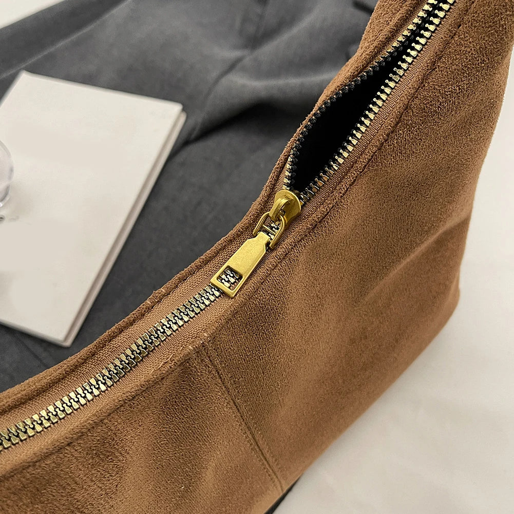 Vintage suede hobo shoulder handbag