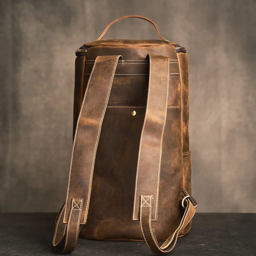 Leather rucksack for men