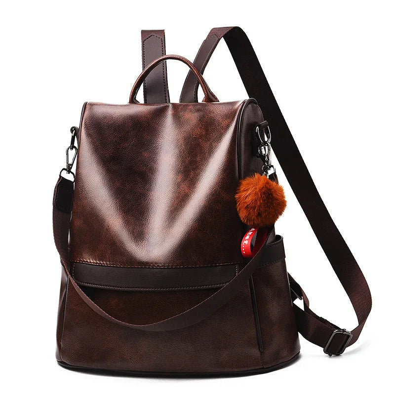 Vintage leather backpack for women