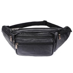 Multi-pocket leather waist bag