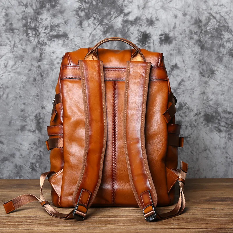 Heavy-duty leather rucksack