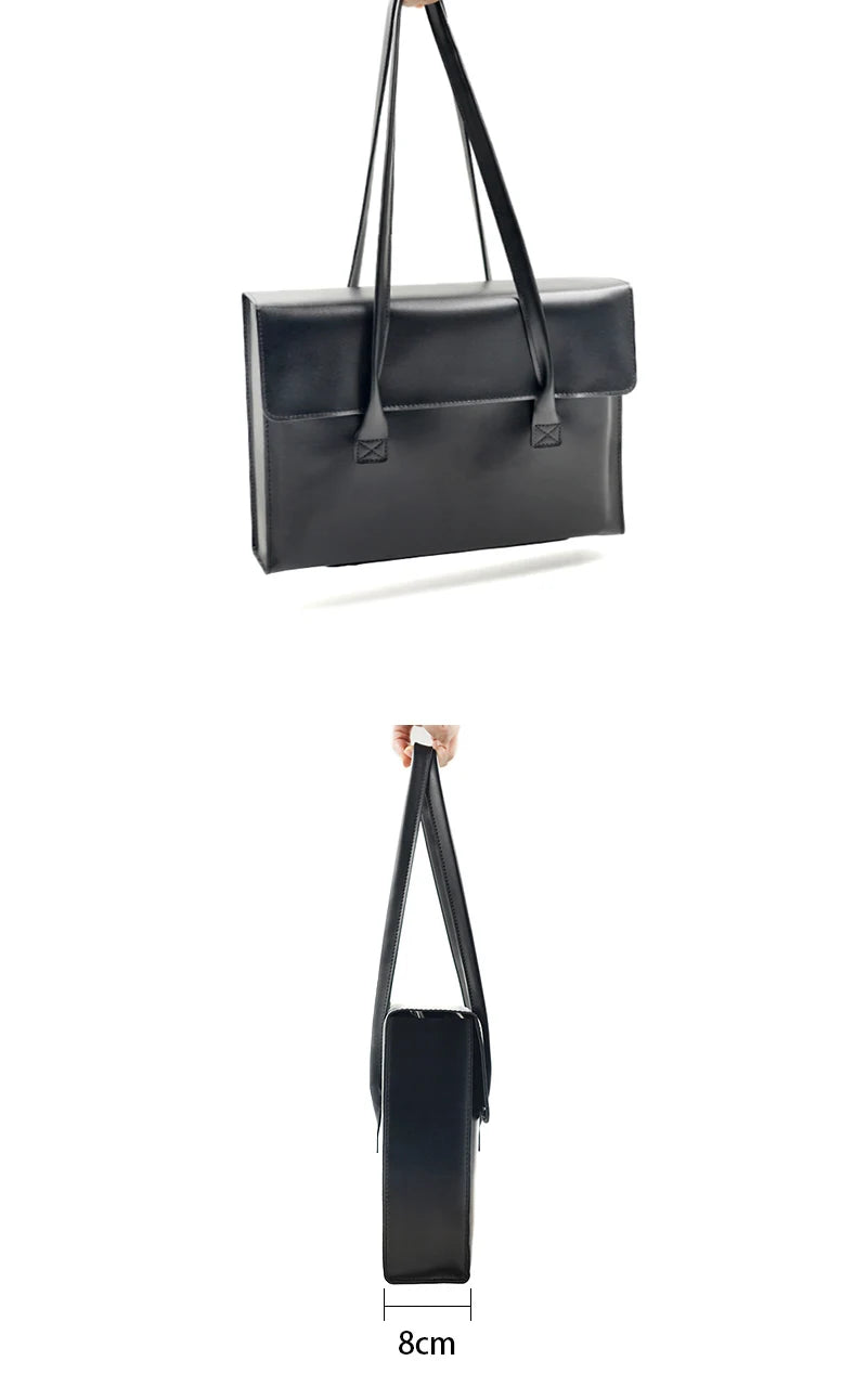 Women's leather laptop shoulder messenger bag