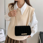 Luxury corduroy handbag with gold chain strap