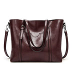 Large leather tote bag with zipper