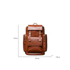 Tall leather rucksack with top flap