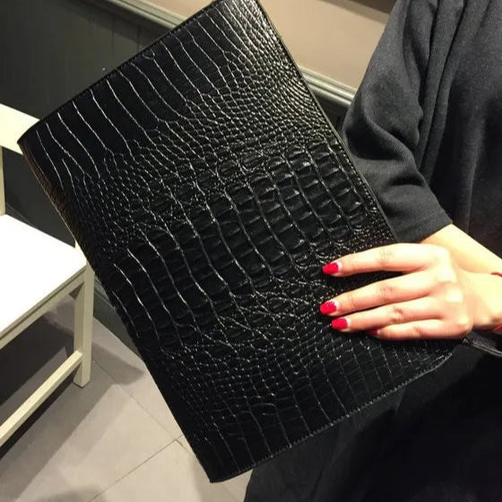 Large leather clutch