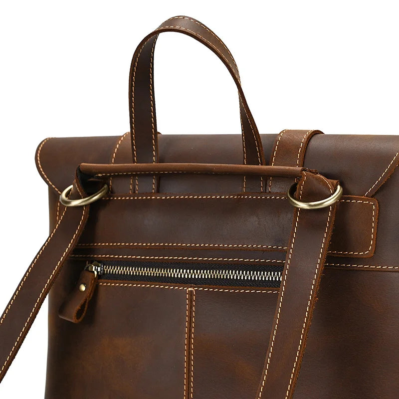 Structured leather rucksack backpack